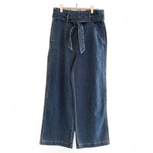 Madewell denim paper bag waist cropped wide leg jeans size 28